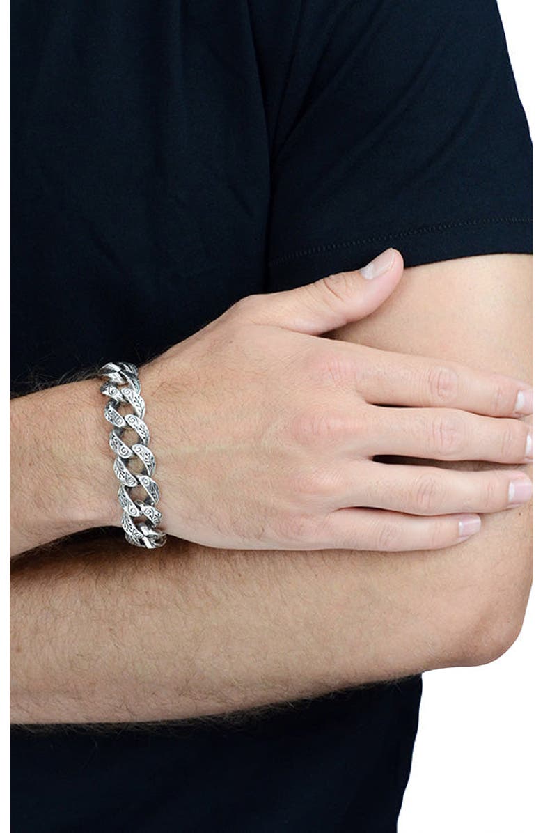 King Baby Studio Small Carved Link Bracelet, Alternate, color, Silver