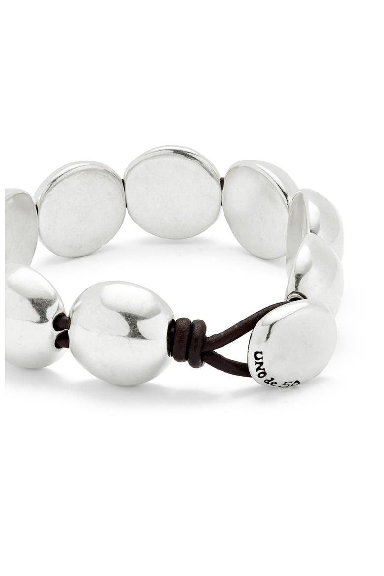 Beaded Leather Curve Bracelet, Alternate, color, Silver