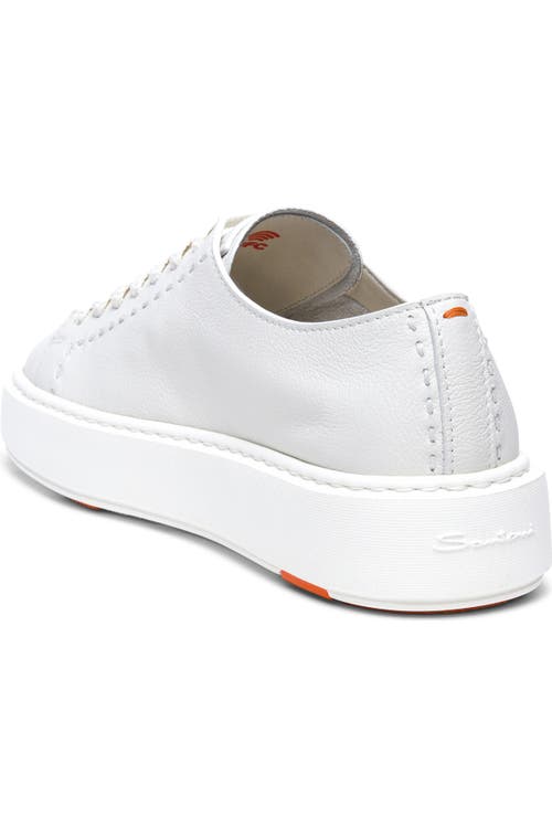 Santoni Pebbled Leather Low-top Sneakers In White