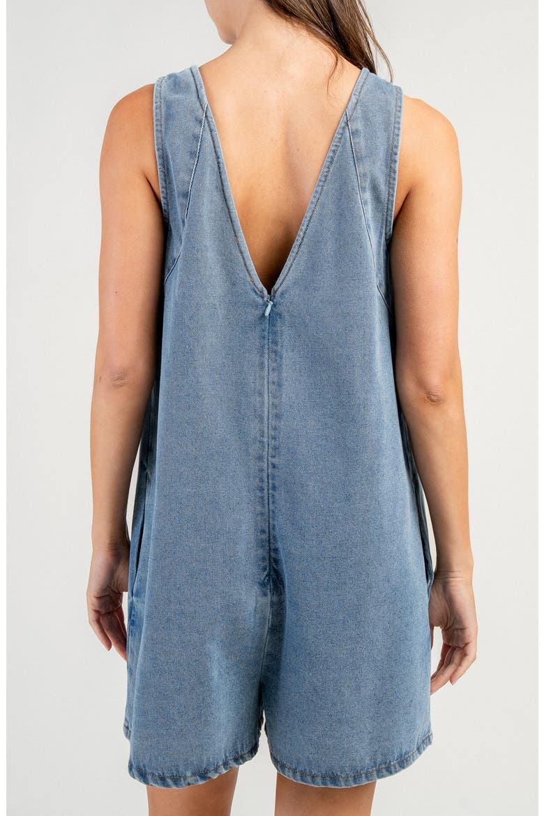 Bow Front Denim Romper, Alternate, color, LIGHT BLUE