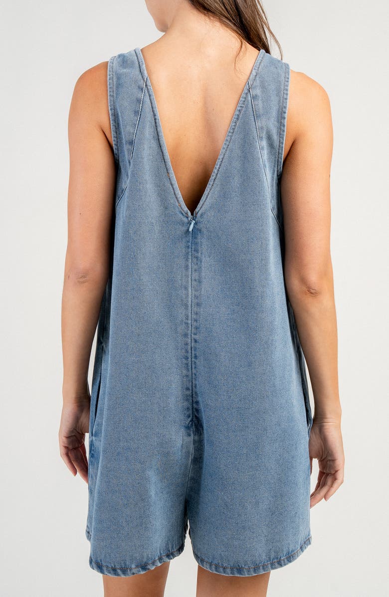 Beivy Bow Front Denim Romper, Alternate, color, Light Blue
