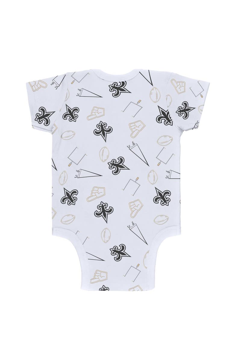 WEAR by Erin Andrews Newborn & Infant WEAR by Erin Andrews Gray/Black/White New Orleans Saints Three-Piece Turn Me Around Bodysuits & Pant Set, Alternate, color,