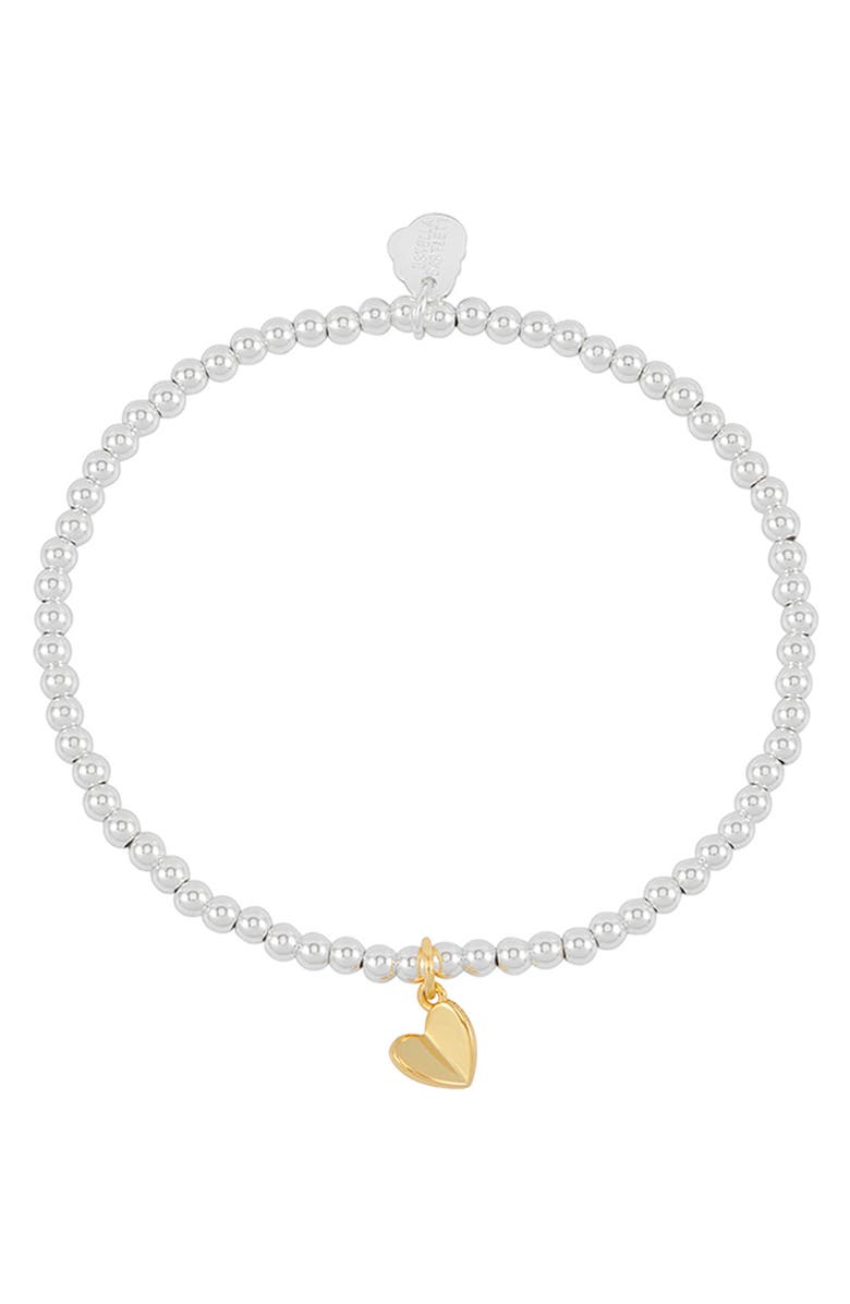 Estella Bartlett Sienna Folded Heart Beaded Stretch Bracelet, Alternate, color, Gold And Silver