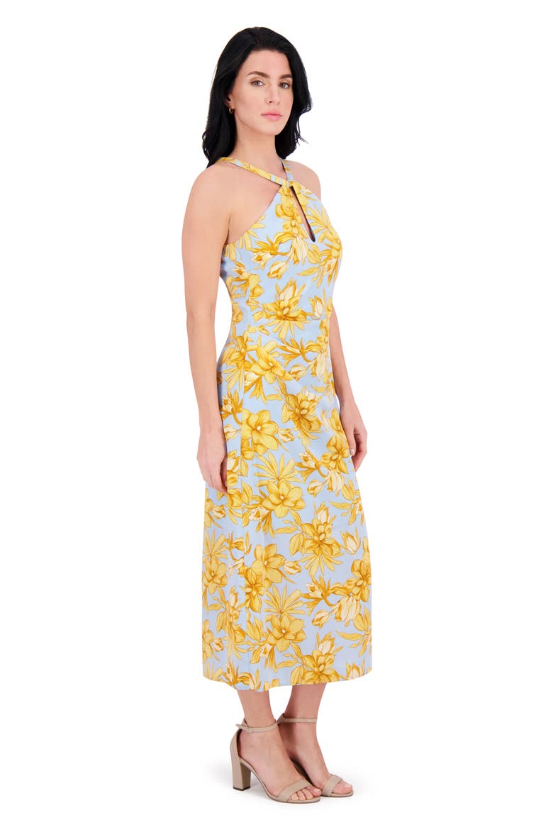 Keyhole Midi Halter Dress, Alternate, color, AQUA