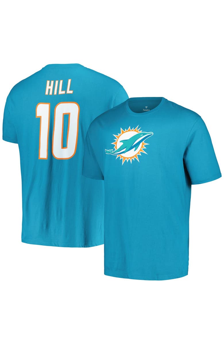 FANATICS Men's Fanatics Branded Tyreek Hill Aqua Miami Dolphins Big & Tall Player Name & Number T-Shirt, Main, color, Aqua