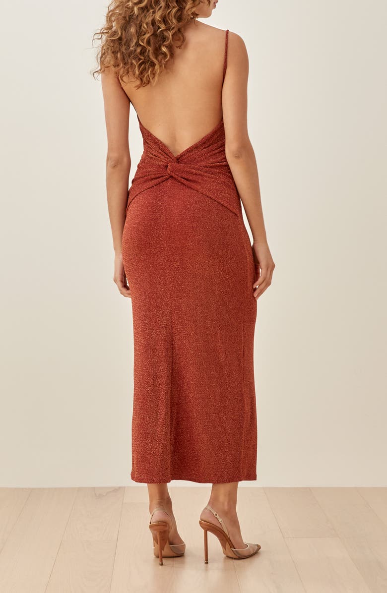 Reformation Breslin Sparkle Midi Slipdress, Alternate, color, Cinnamon Sparkle