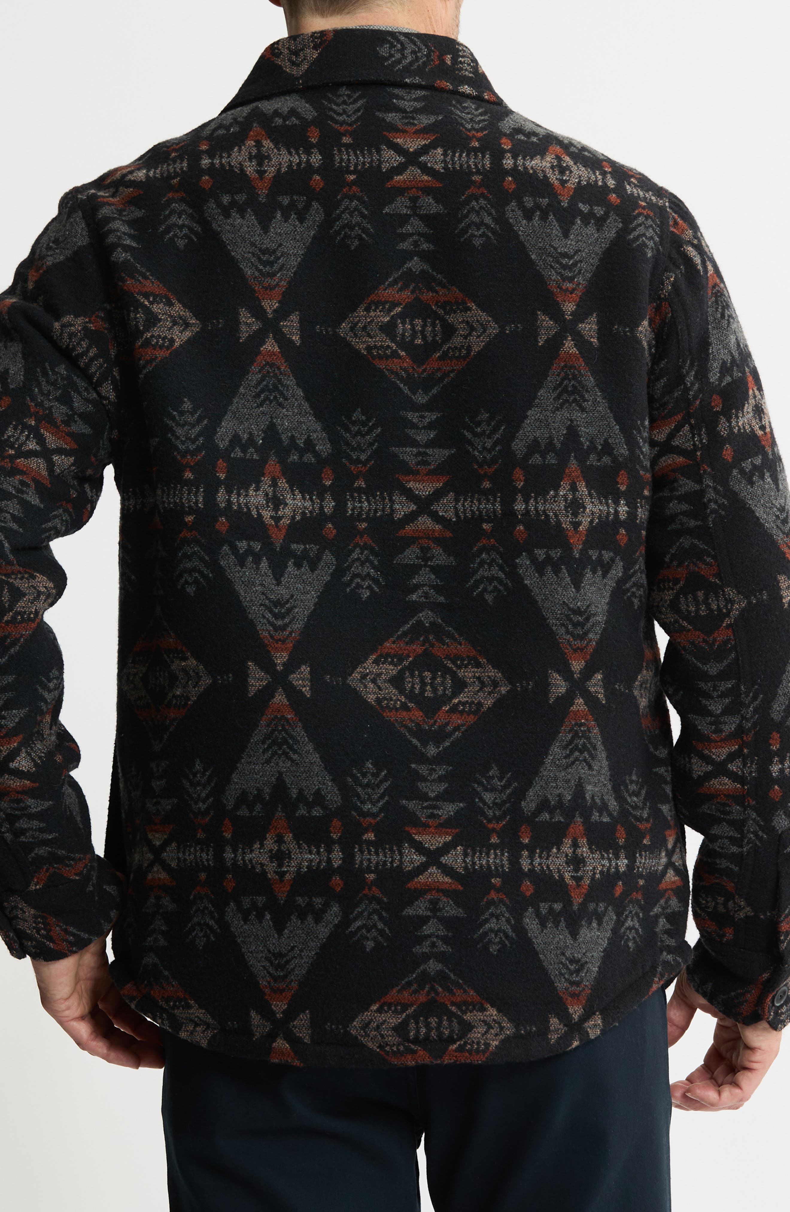 Geometric Jacquard Faux Shearling Lined Jacket - image 2