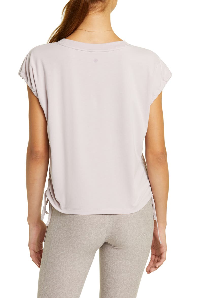 Ruched Side Tie Pima Cotton Blend T-Shirt, Alternate, color, PURPLE HEAVEN