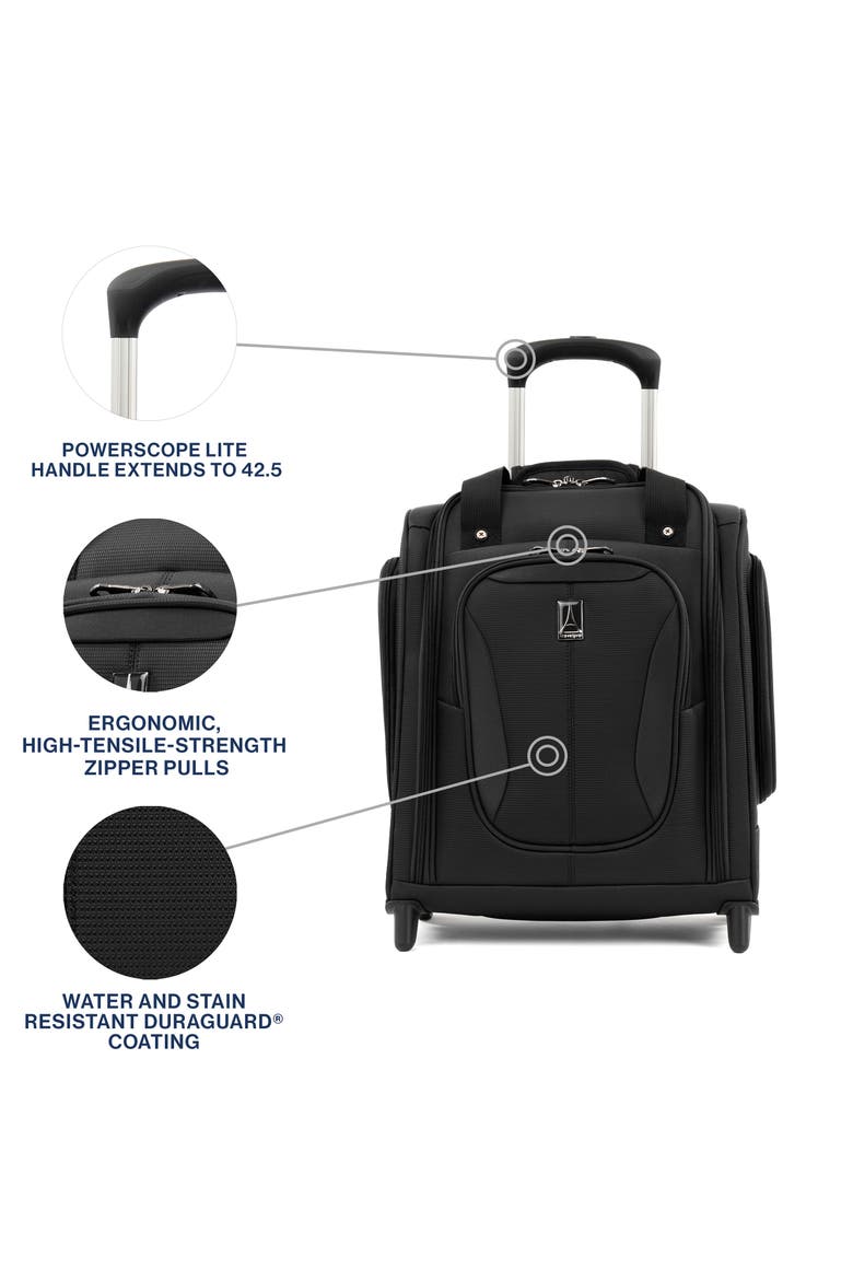 Tourlite Softside Lightweight 15" Underseat Compact Carry On Rolling Luggage, Alternate, color, Black