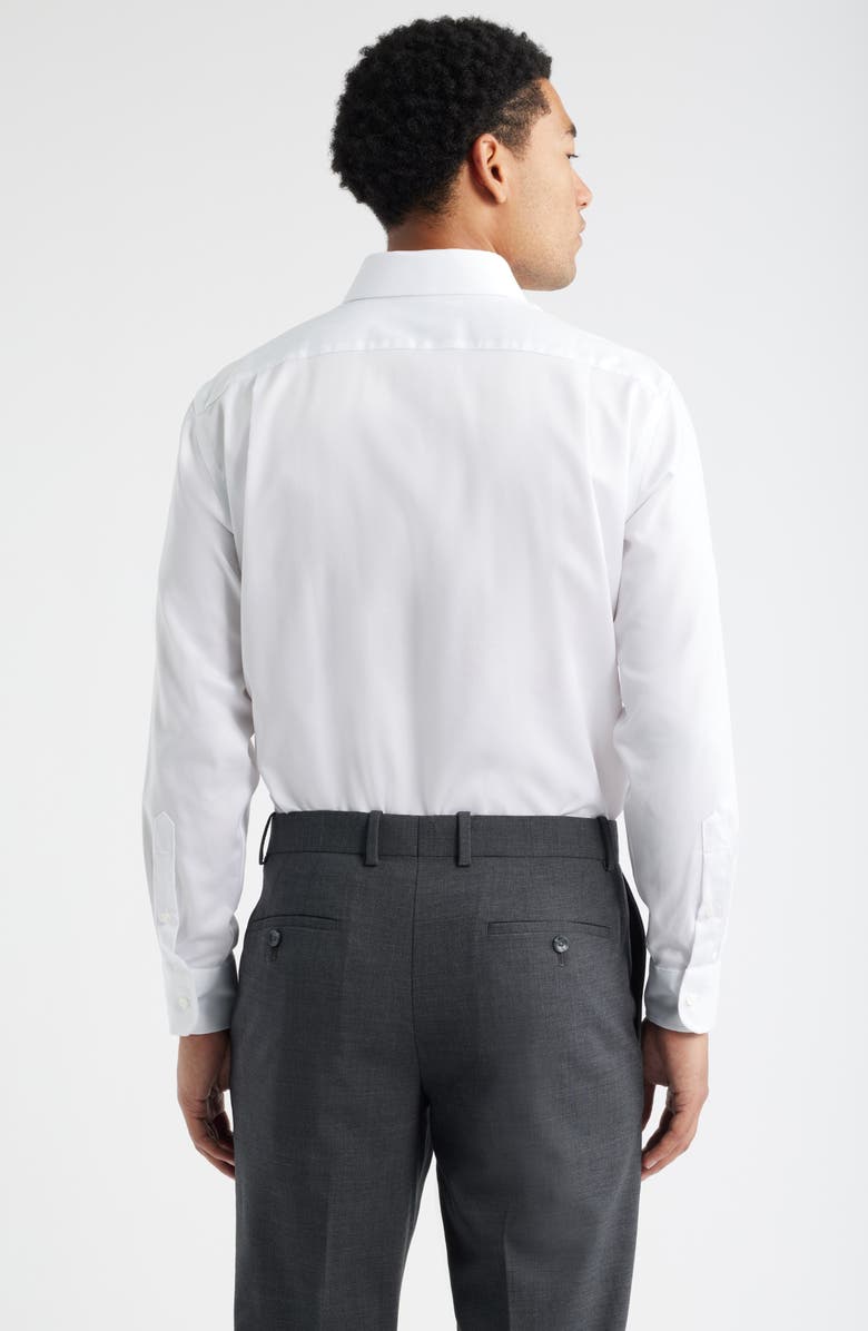 Nordstrom Trim Fit Herringbone Dress Shirt, Alternate, color, White Herringbone