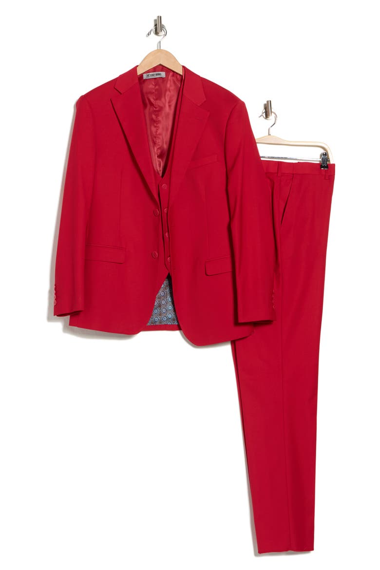 Red Mélange 3-Piece Suit, Alternate, color, RED