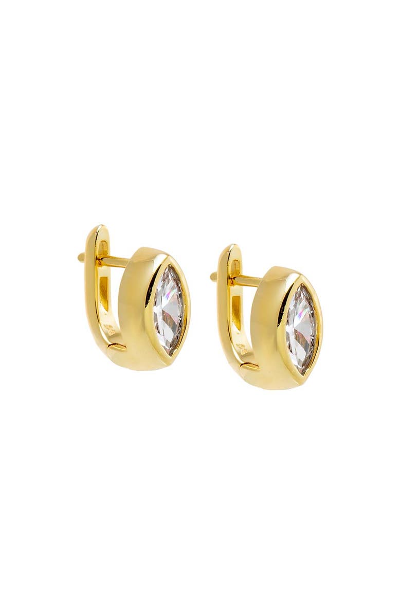BY ADINA EDEN CZ Marquise Bezel Huggie Earring, Main, color, Gold