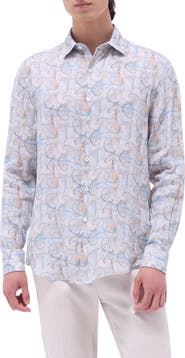 Bugatchi Julian Shaped Fit Linen Button-Up Shirt