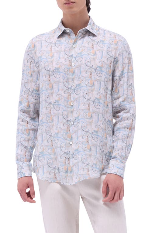 Bugatchi Julian Shaped Fit Linen Button-up Shirt In Mint