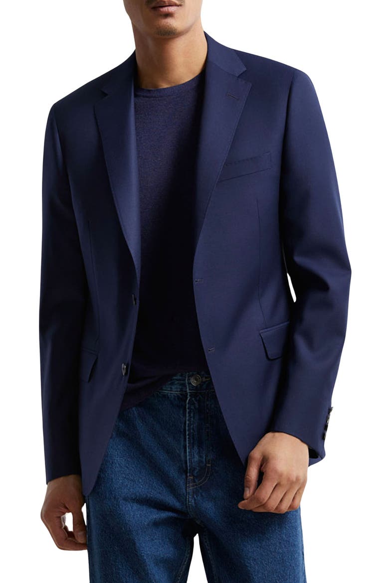 Navy Double Twist 130s Wool Blazer, Main, color, BLUE