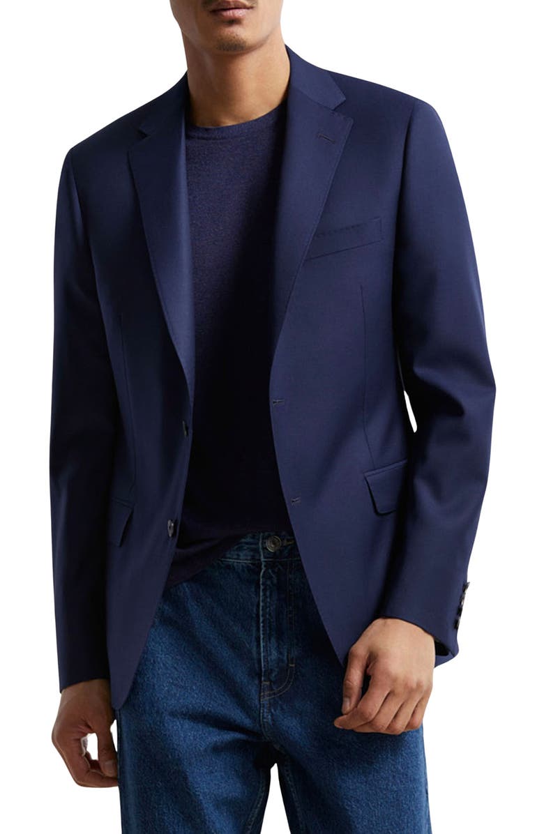 Samuelsohn Navy Double Twist 130s Wool Blazer, Main, color, Blue