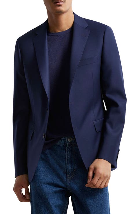 Navy Double Twist 130s Wool Blazer (Regular & Big)