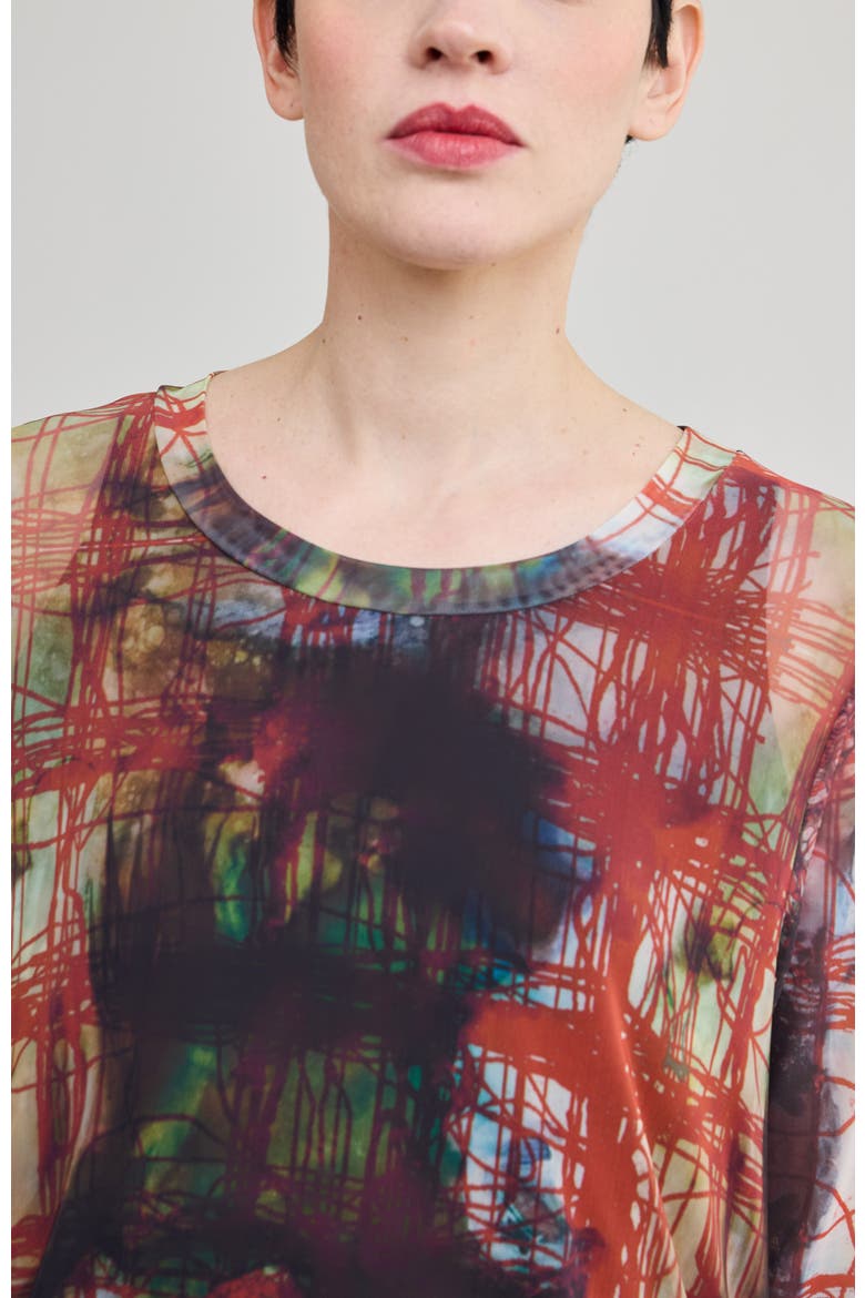 Aurore Printed Mesh Dress, Alternate, color, Multi-Brown