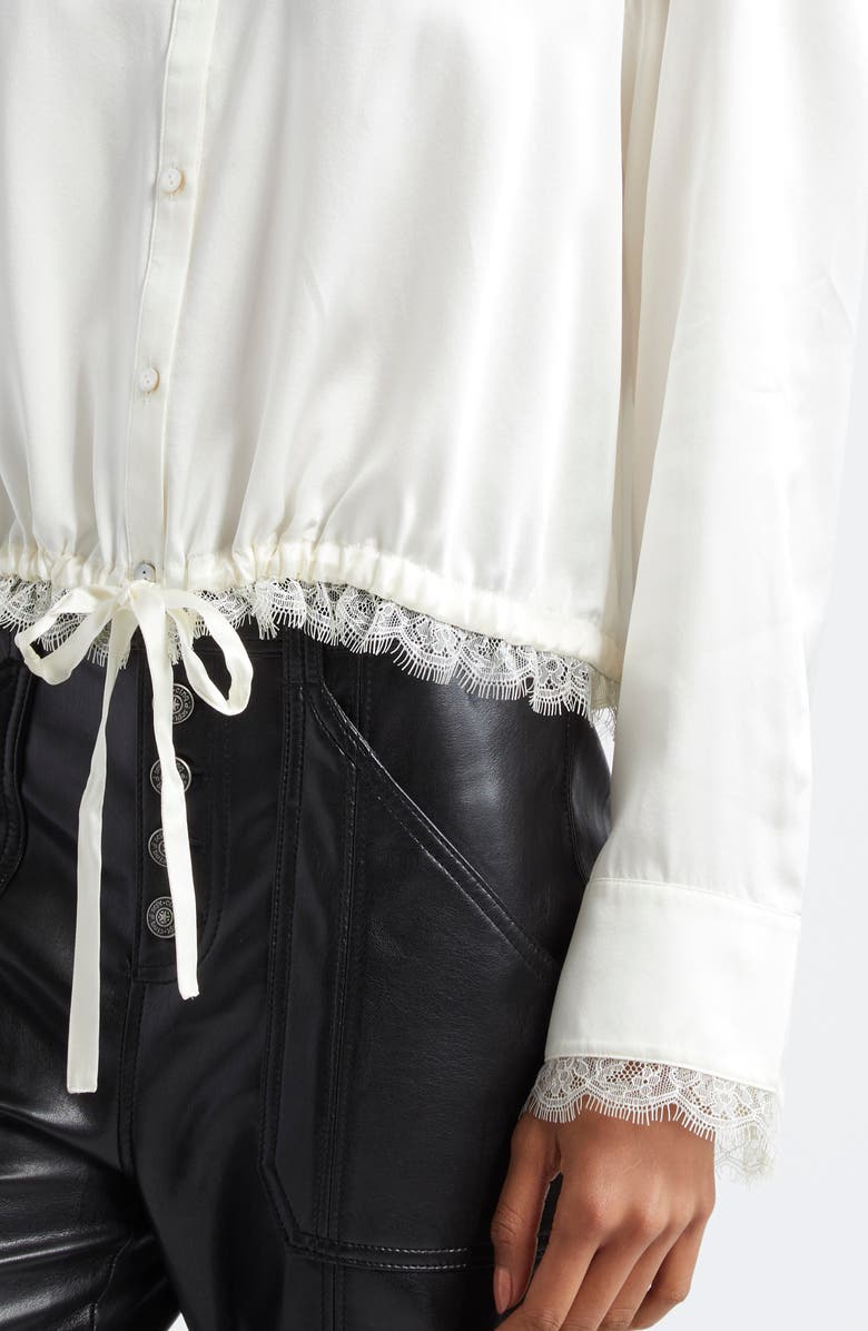 Cinq à Sept Mabyn Drawstring Waist Silk Button-Up Shirt, Alternate, color,