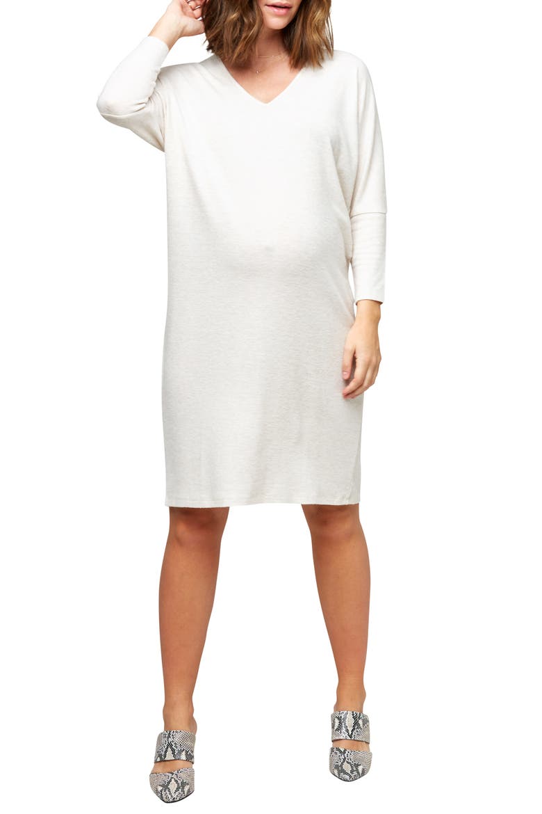 Quinn Maternity Dress, Alternate, color, OATMEAL HACCI