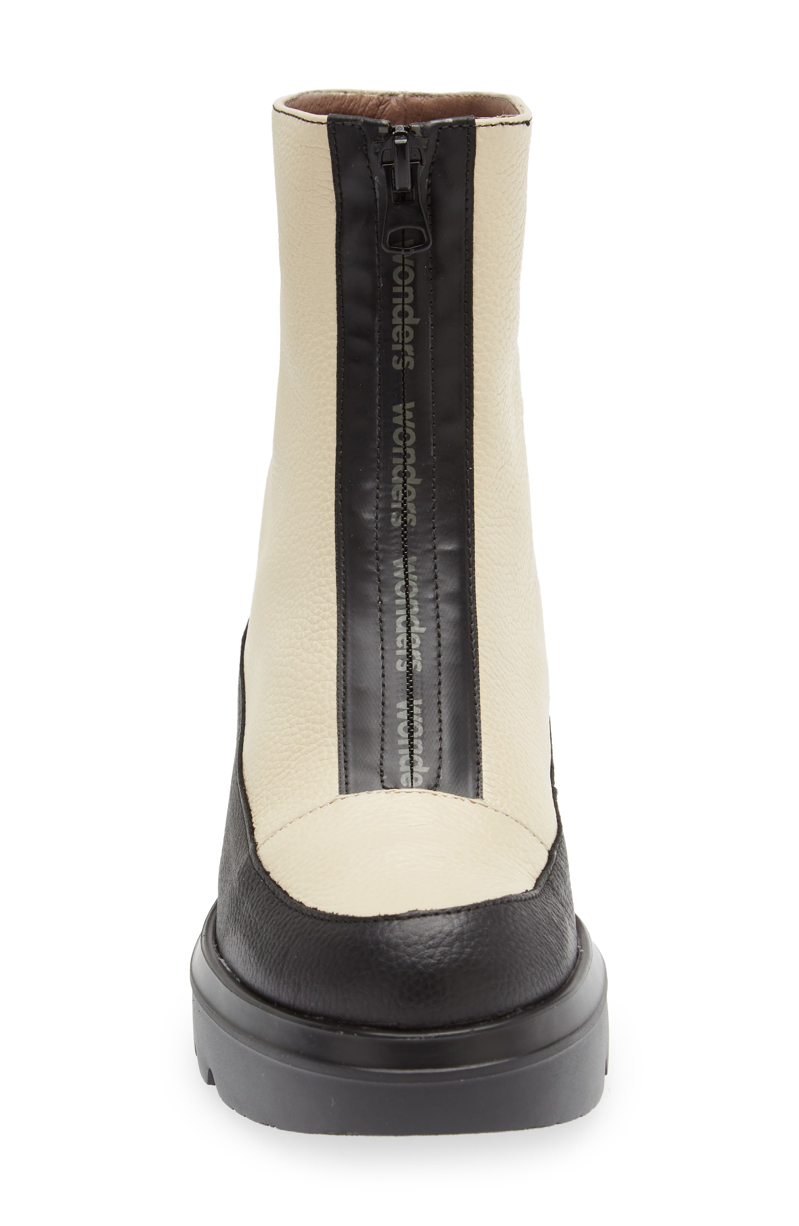 Wonders Front Zip Bootie, Alternate, color, Black Cream