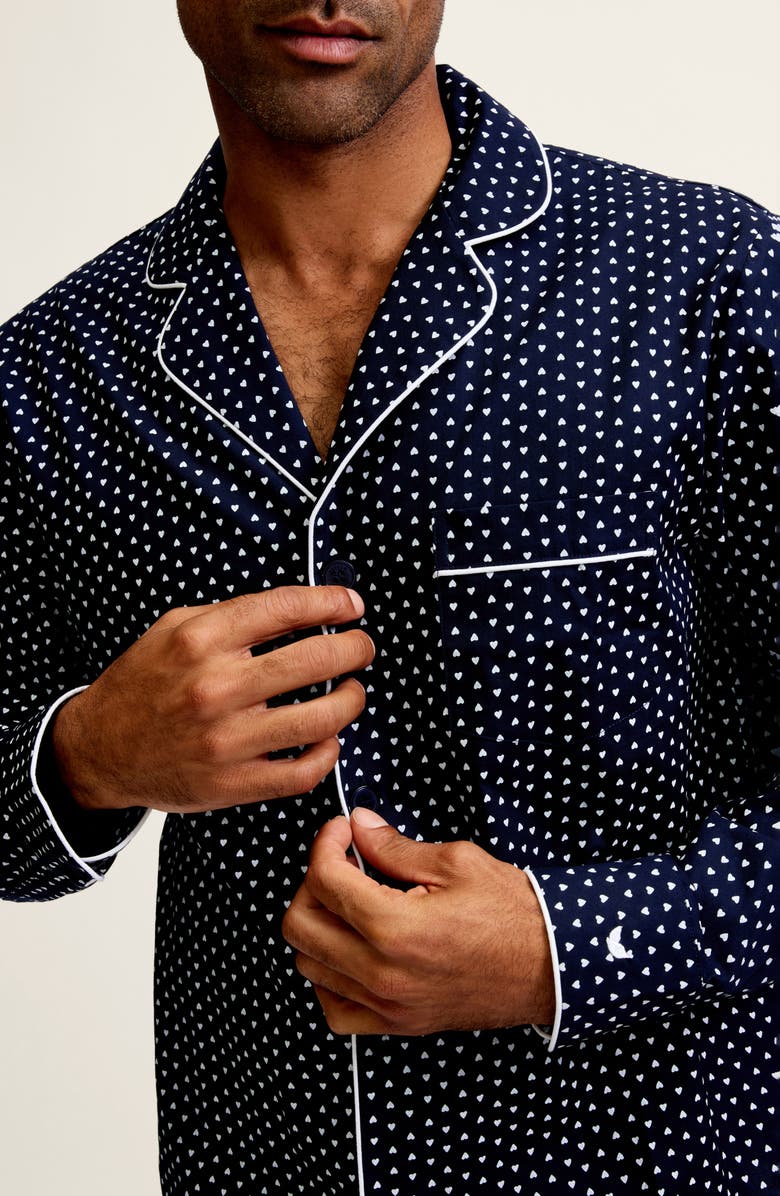 Petite Plume Heart Print Cotton Twill Pajamas, Alternate, color,