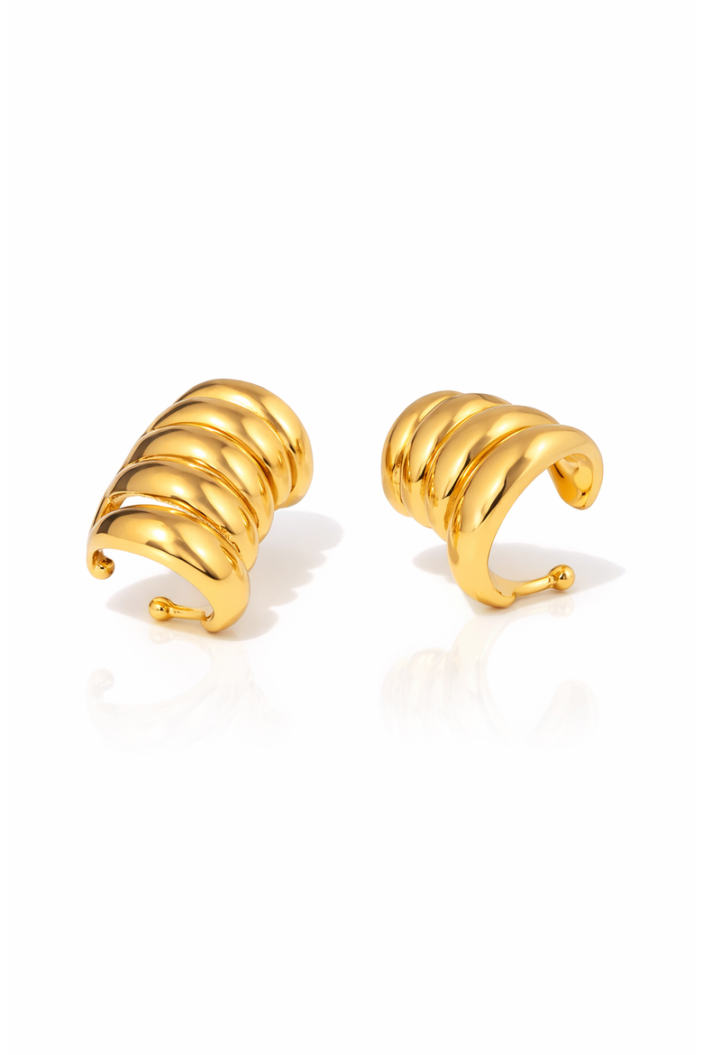 Sculptural Stainless Steel Ear Cuff Earrings, Main, color, Gold-Tone