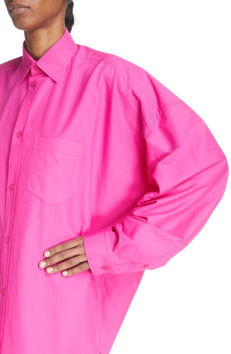 Balenciaga Oversize Cotton Poplin Button-Up Cocoon Shirt, Alternate, color, 