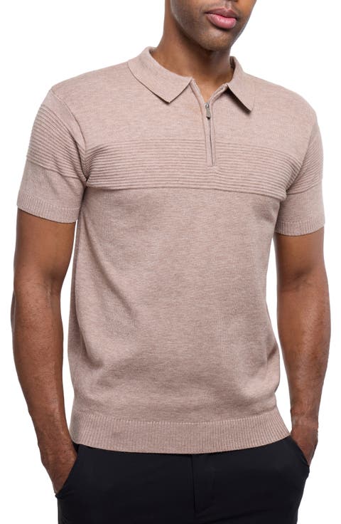 Ottoman Accent Short Sleeve Half-Zip Sweater