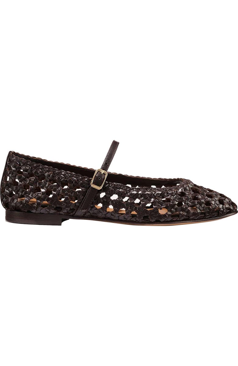 MARGAUX The Woven Demi Jane Flat, Main, color, Espresso Leather