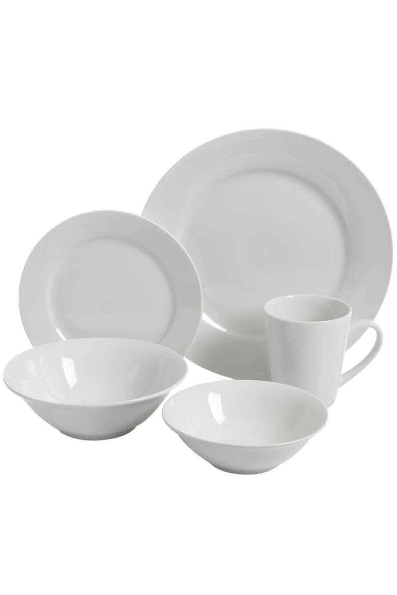 Noble Court 30 Piece Ceramic Dinnerware Set, Alternate, color, White