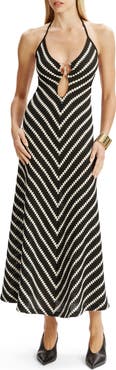 Bardot Rosala Stripe Knit Halter Maxi Dress