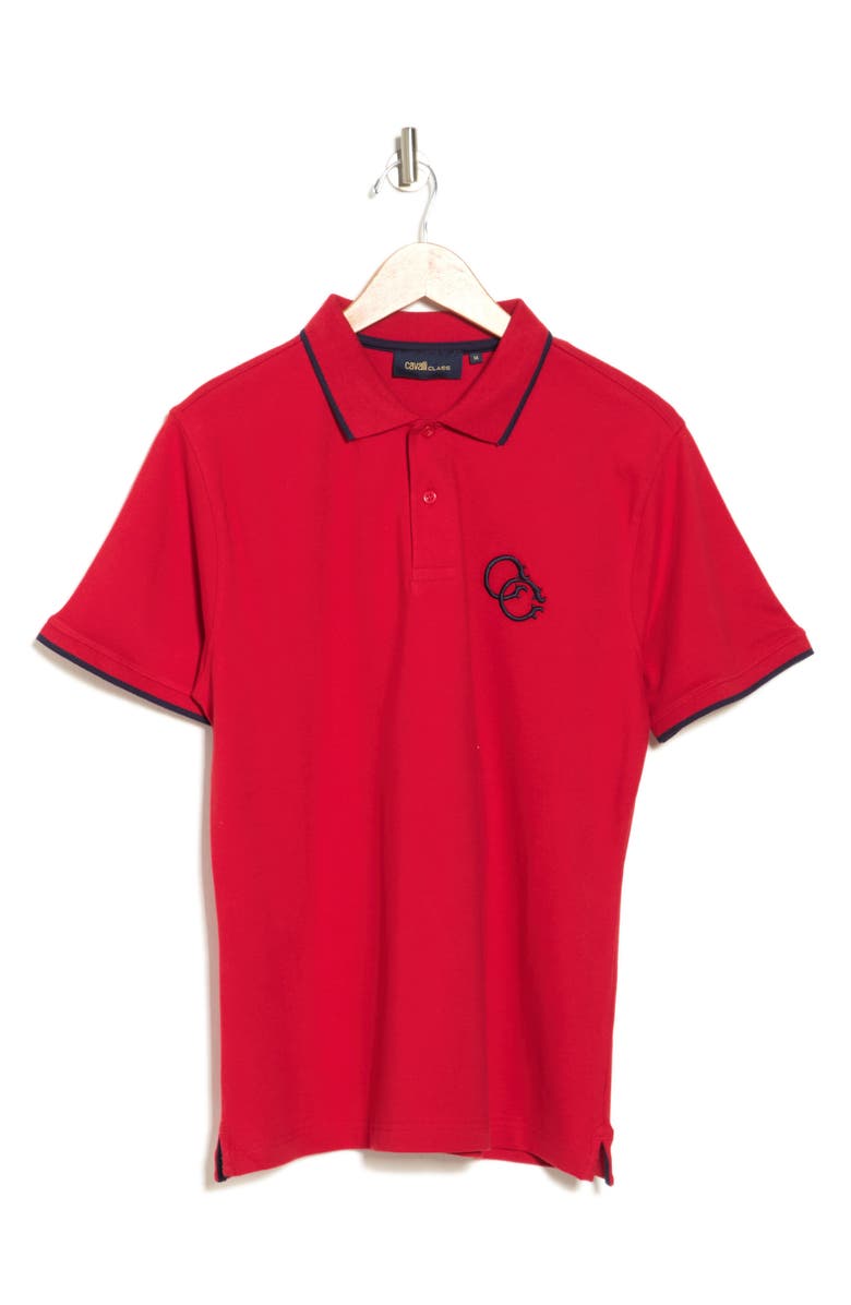 Roberto Cavalli Logo Embroidered Cotton Polo, Alternate, color, Red