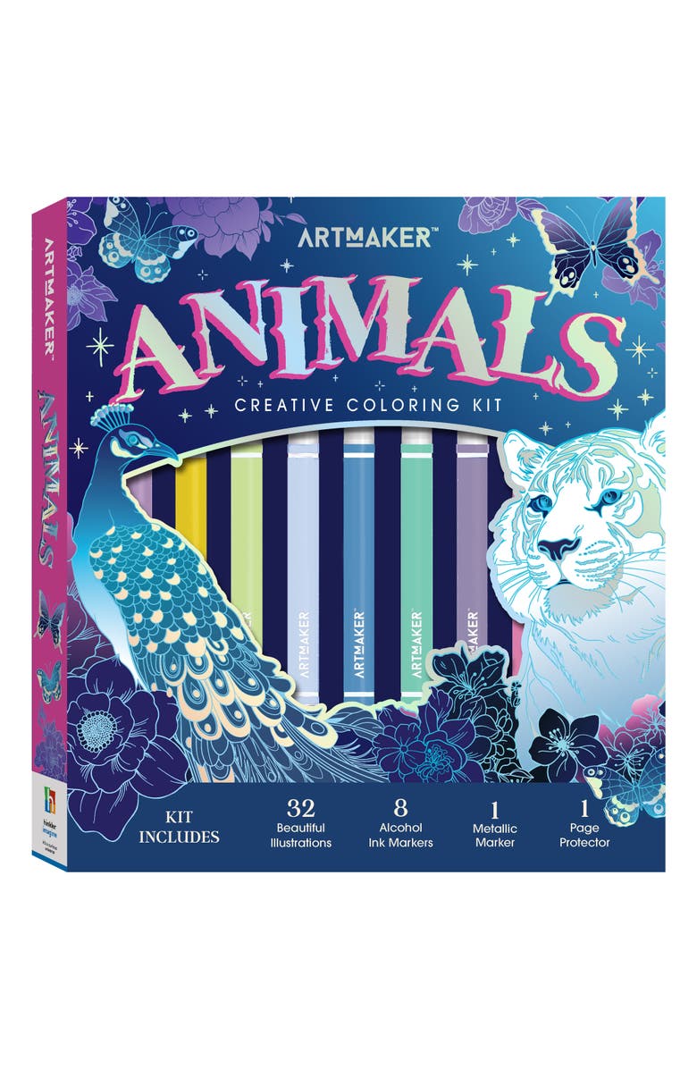 Art Maker Animals, Creative Coloring Kit, 32 Wildlife & Nature Illustrations, Main, color, Multicolored