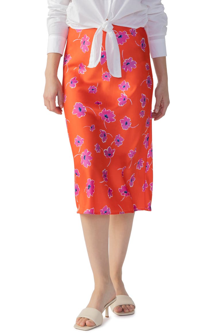 Can't Forget Me Floral Midi Skirt, Alternate, color, FORGET ME