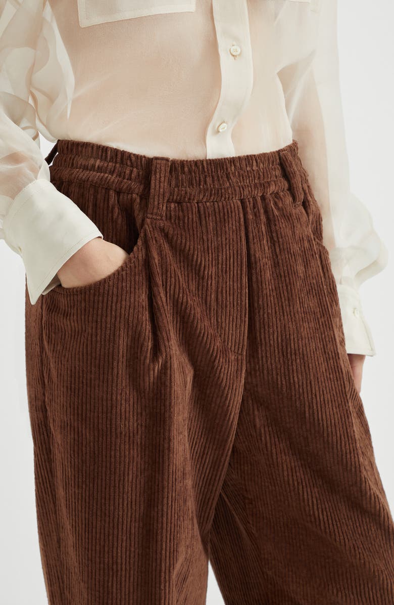 Brunello Cucinelli Corduroy Baggy trousers, Alternate, color, Brown
