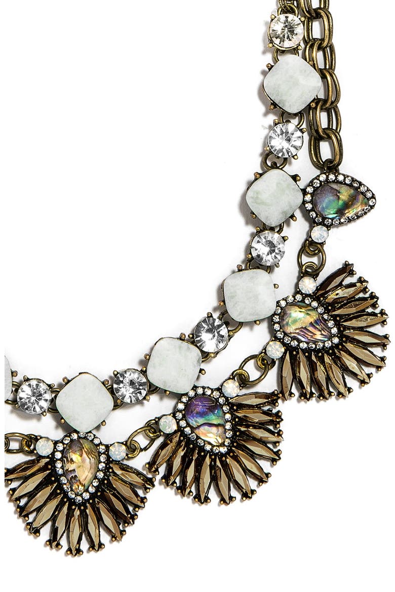 'Anemone' Sea Glass Bib Necklace, Alternate, color, MINT/ ANTIQUE GOLD