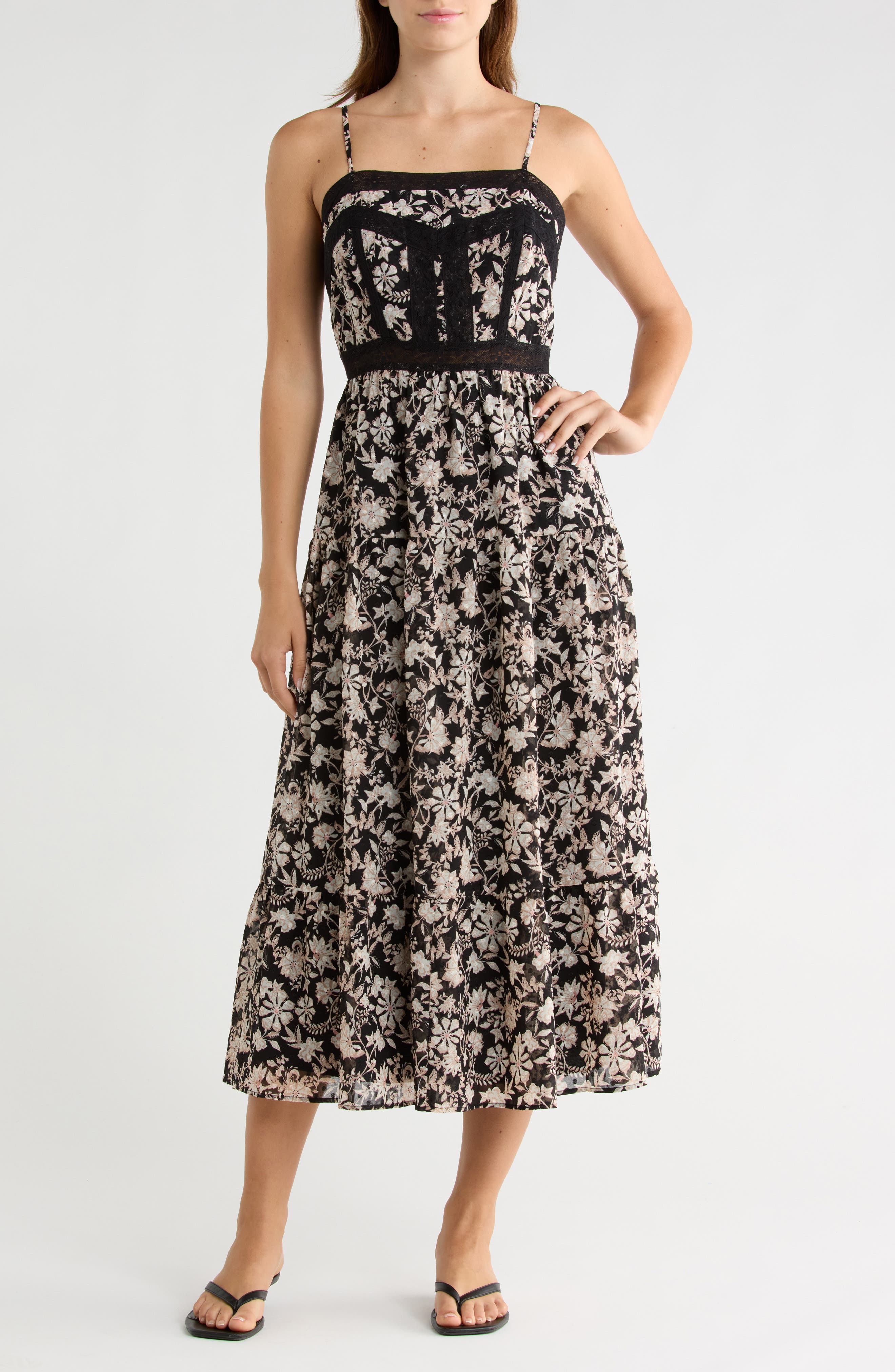 Melrose and Market Lace Bodice Tiered Dress