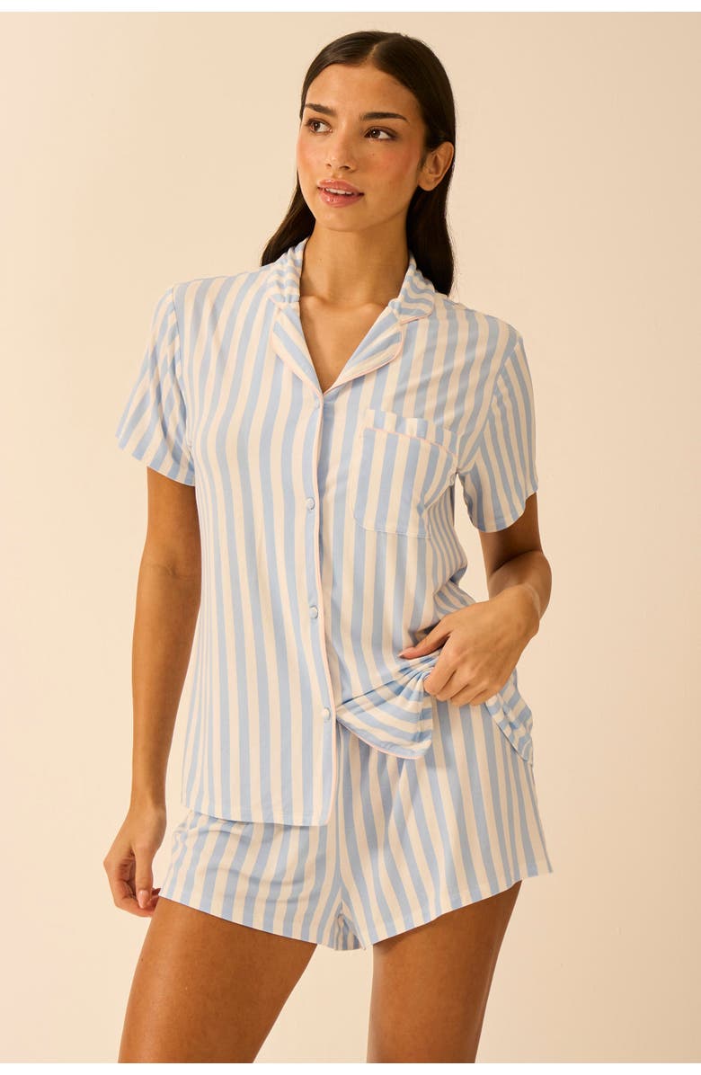 Stripe & Stare Short Pyjama Set, Main, color, Serenity Stripe