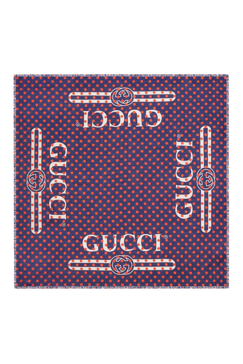 Logo Polka Dot Modal & Silk Scarf, Main, color, SAPPHIRE/ RED