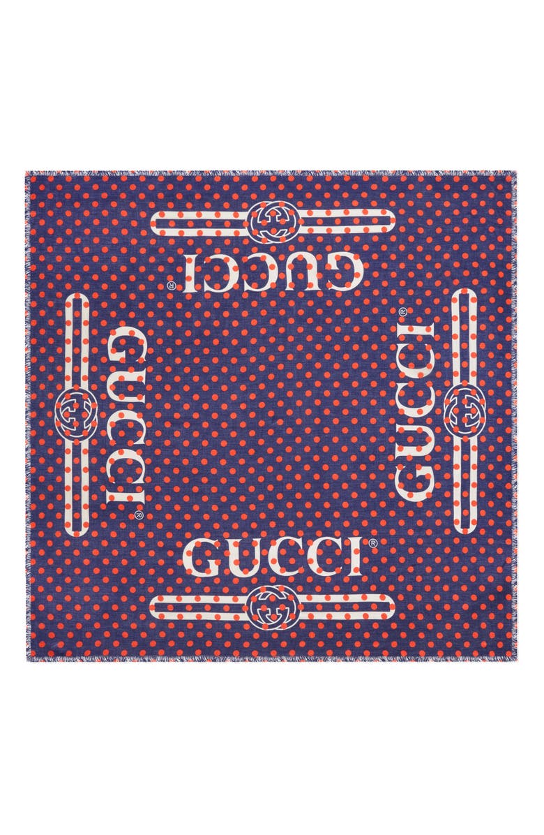 Gucci Logo Polka Dot Modal & Silk Scarf, Main, color,