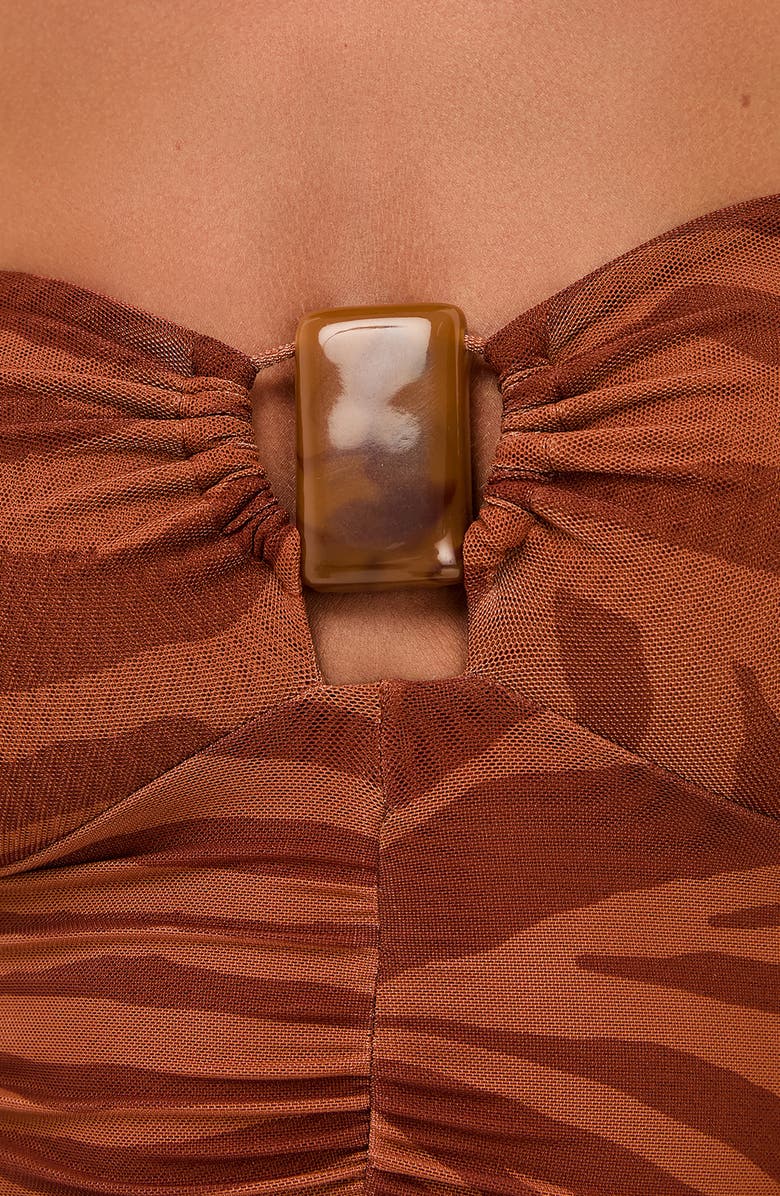 ViX Paula Hermanny Sundown Suzane Ruched Strapless Mesh Cover-Up Dress, Alternate, color, Multi Brown