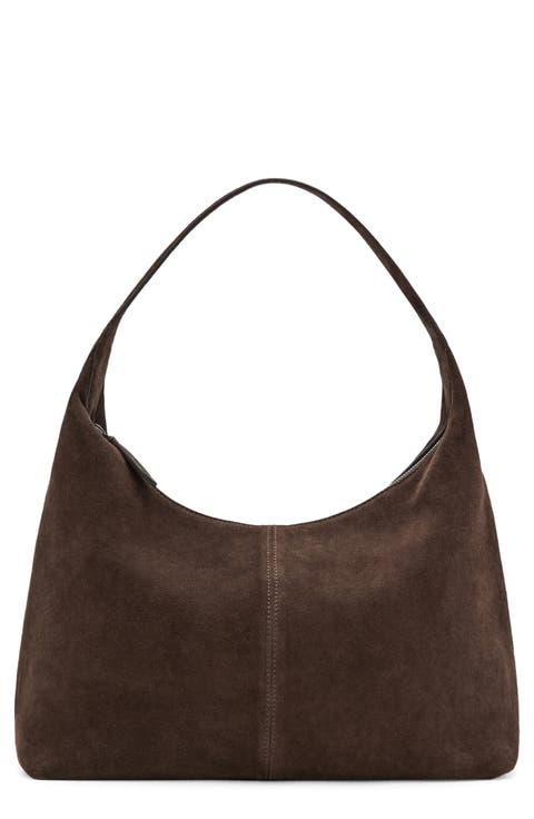 Stitched Suede Shoulder Bag