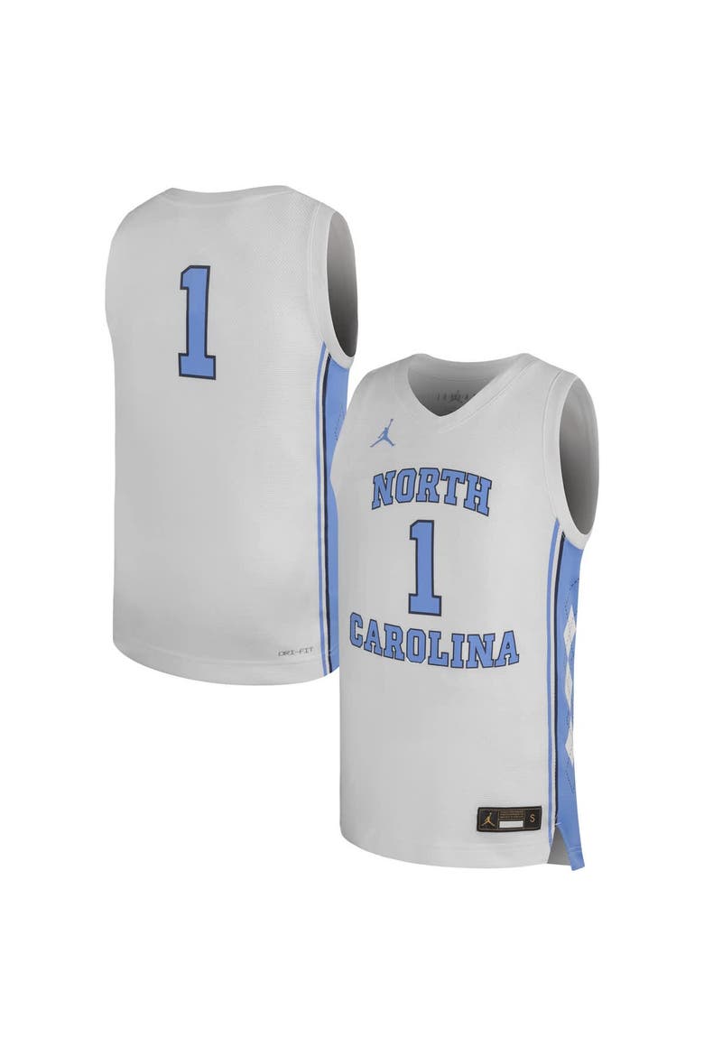 Youth Jordan Brand #1 White North Carolina Tar Heels Replica Basketball Jersey, Main, color, White