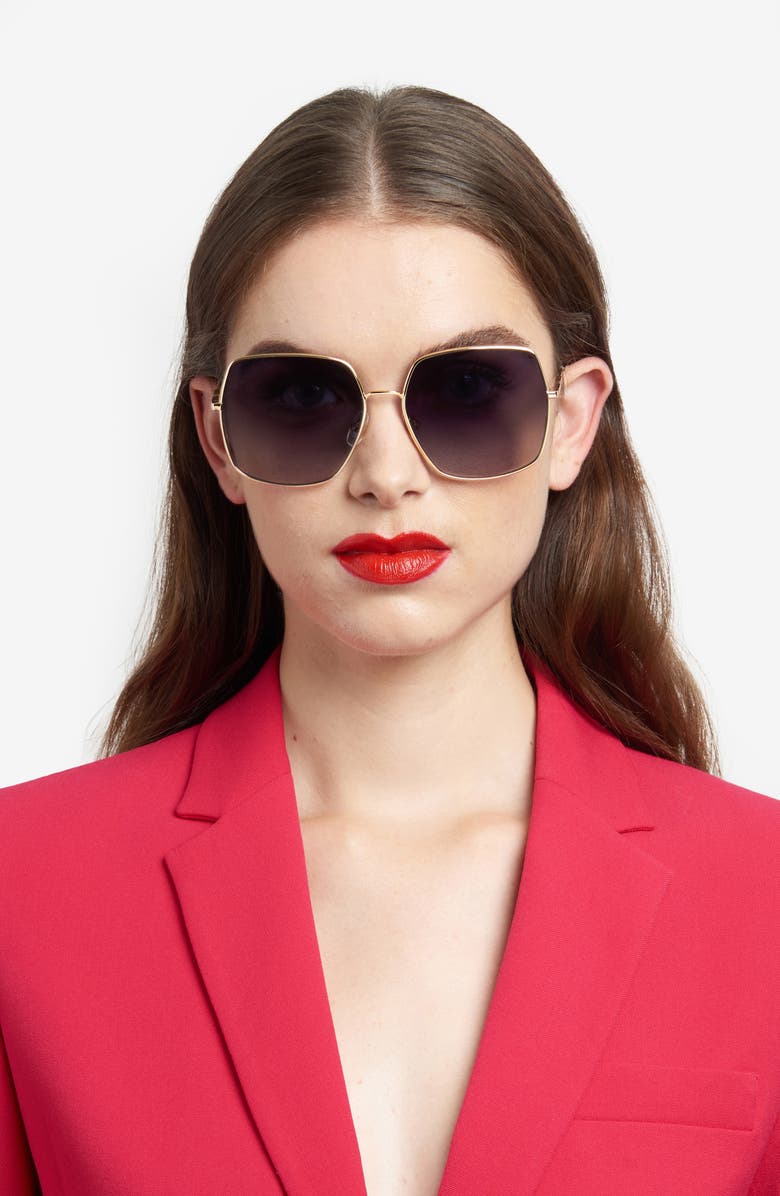 Carolina Herrera 60mm Gradient Square Sunglasses, Alternate, color, Rose Gold