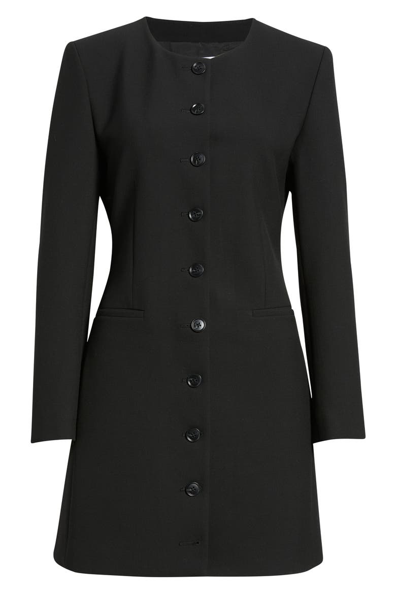 Collarless Blazer Minidress, Alternate, color, BLACK