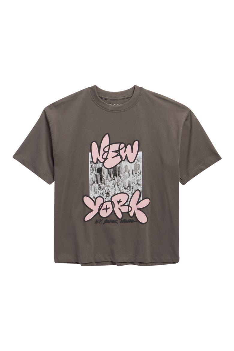 Kids' New York Graphic T-Shirt, Main, color, CHARCOAL