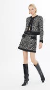 Gizia Front Pocketed Jacket and Front Slit Skirt Black Set