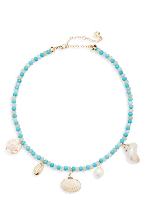Maris Seashell Charm Beaded Necklace