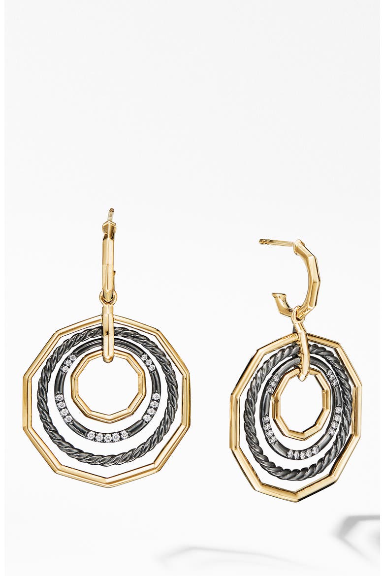 Stax Large Drop Earrings in Blackened Silver with Diamonds, Main, color, BLACK RHODIUM/ GOLD/ DIAMOND